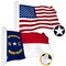 G128 Combo Pack: American USA Flag 3X5 Ft & North Carolina Flag 3X5 Ft, Both Embroidered SPUN Polyester, Indoor/Outdoor, Brass Grommets